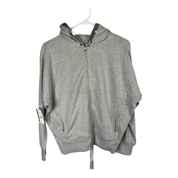 NWT New York & Co Small full zip hoodie jacket sweatshirt Gray lounge athletic - Picture 1 of 9